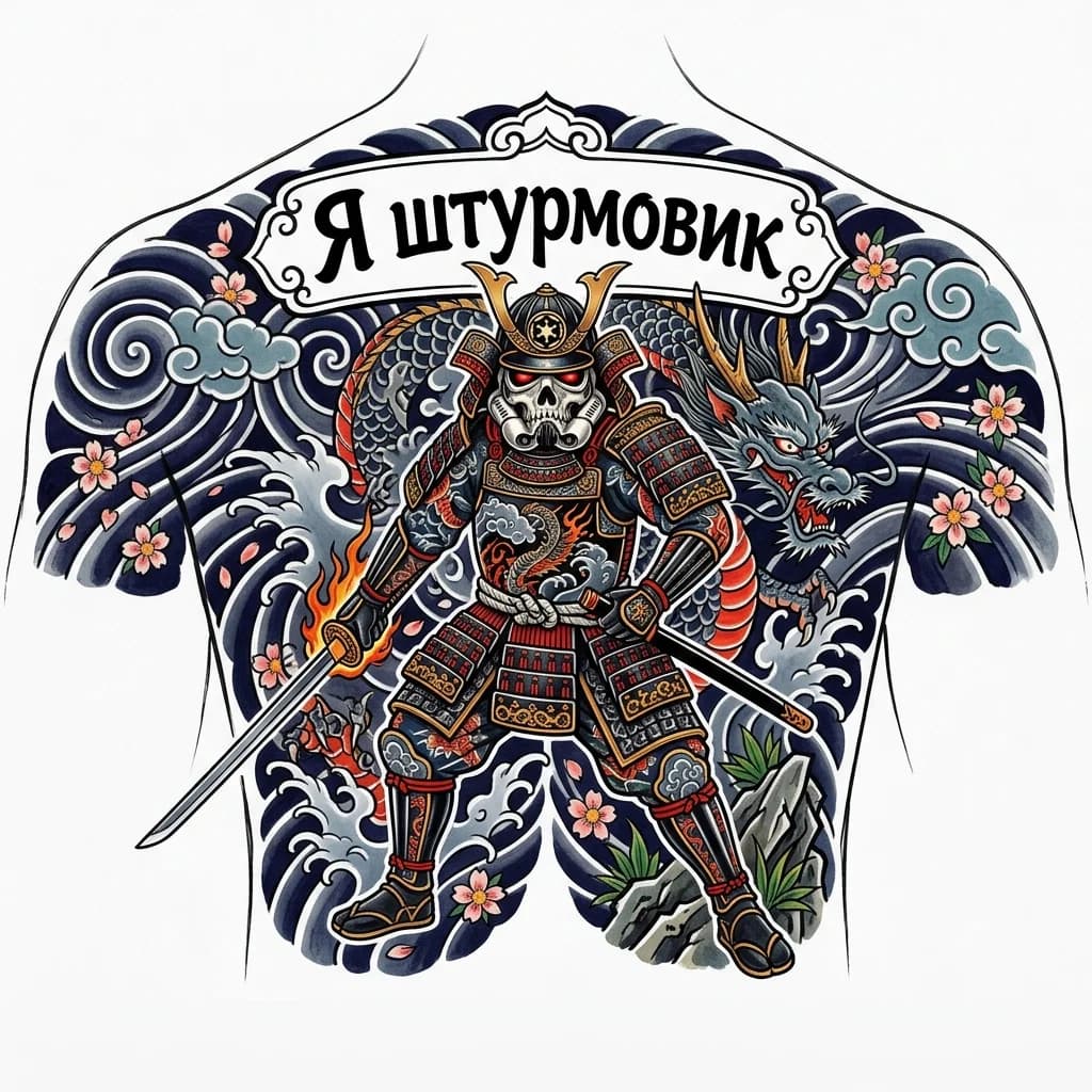 Тату эскиз: Штурмовик с черепом вместо головы 