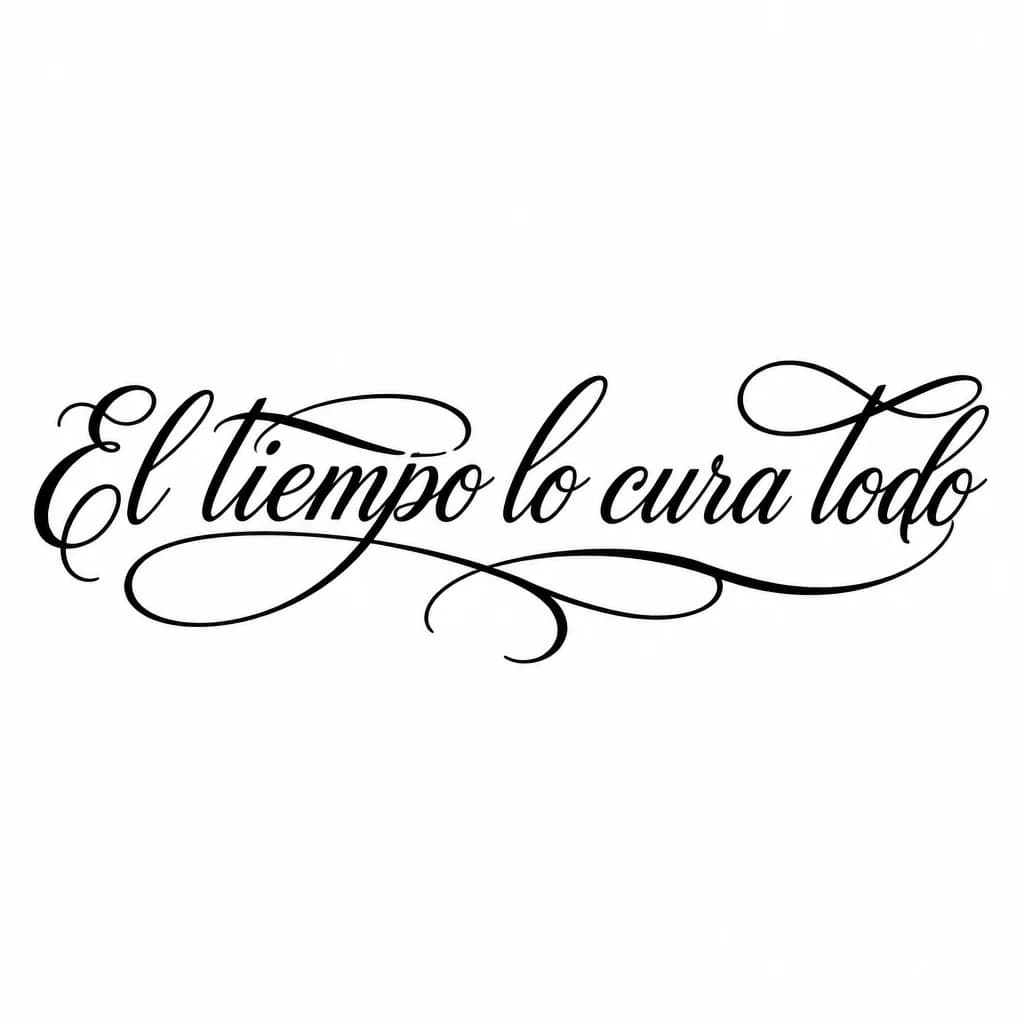 Тату эскиз: Font: El tiempo lo cura todo (elegant cursive script)