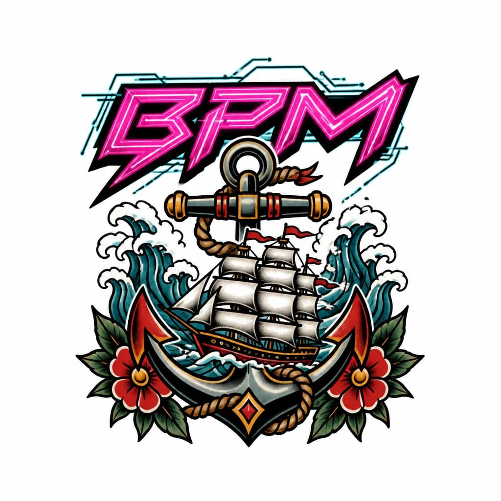 Тату эскиз:  Надпись BPM в стиле Ciberpunk