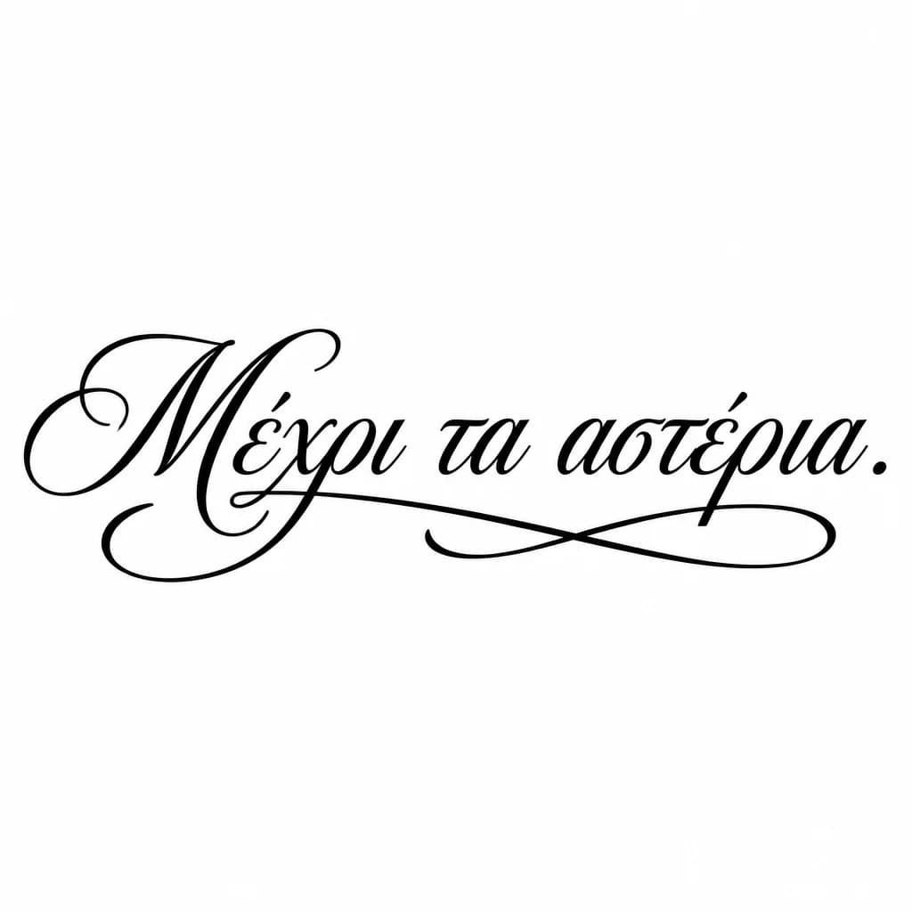 Тату эскиз: Font: Μέχρι τα αστέρια
 (elegant calligraphy)