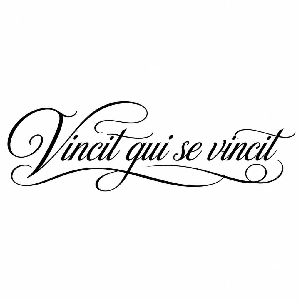 Тату эскиз: Font: Vincit qui se vincit (elegant calligraphy)