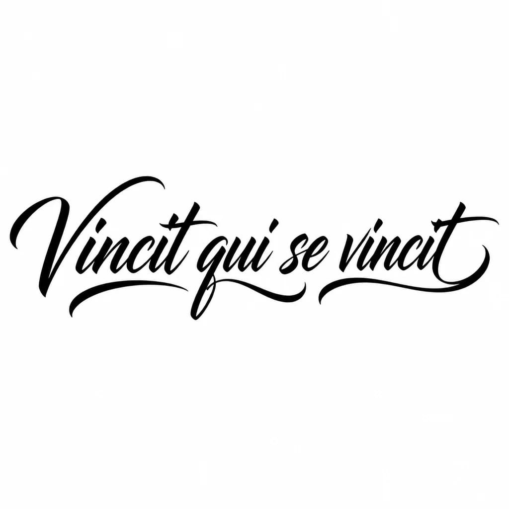 Тату эскиз: Font: Vincit qui se vincit (flowing brush script)
