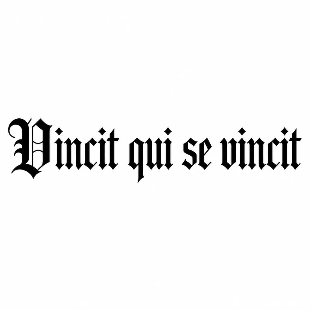 Тату эскиз: Font: Vincit qui se vincit (old english blackletter)