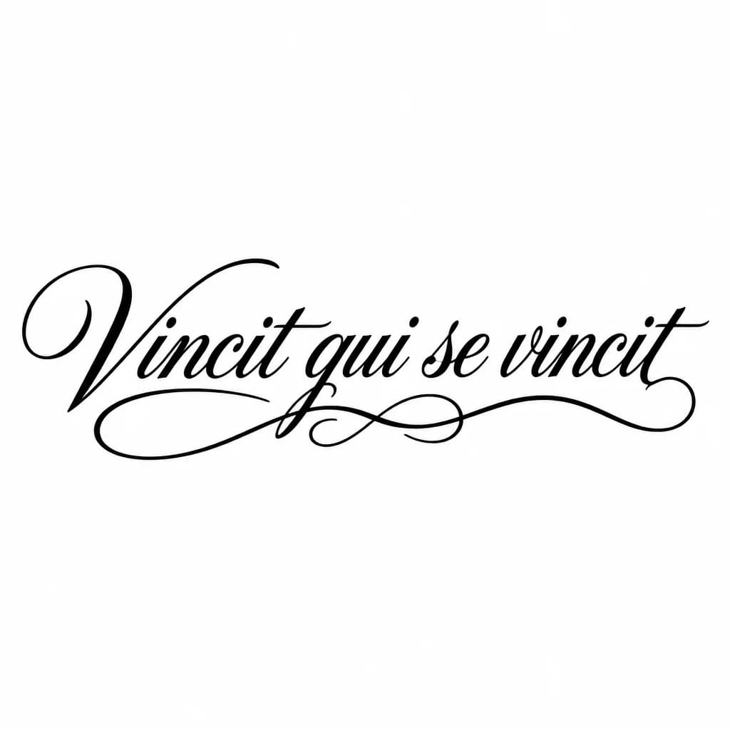 Тату эскиз: Font: Vincit qui se vincit (elegant cursive script)