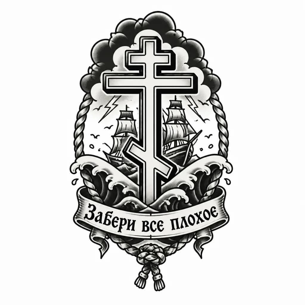 Тату эскиз: Православный крест 