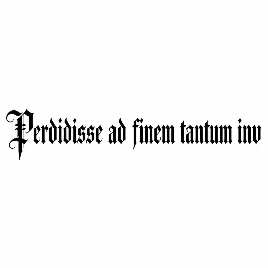 Тату эскиз: Font: Perdidisse ad finem tantum inv (old english blackletter)