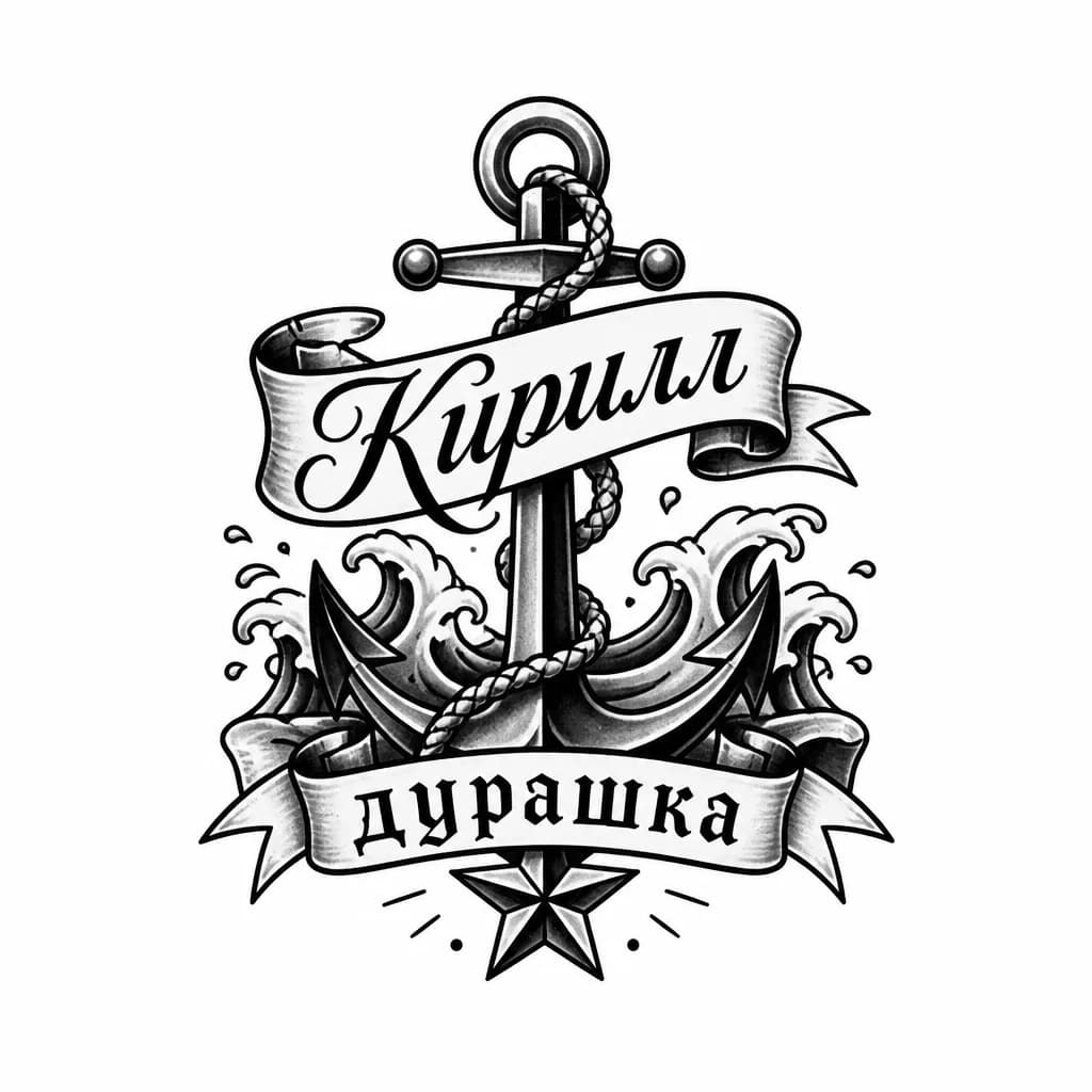 Тату эскиз: Имя Кирилл каллиграфией 