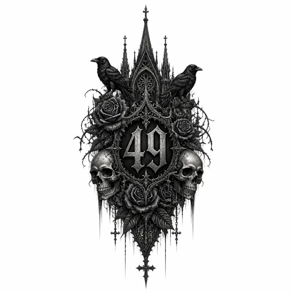 Тату эскиз: Цифра 49 
