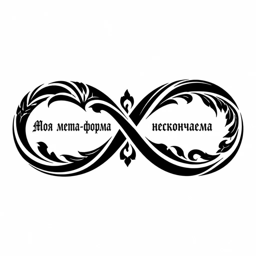 Тату эскиз: Внутри знака бесконечности написан текст 