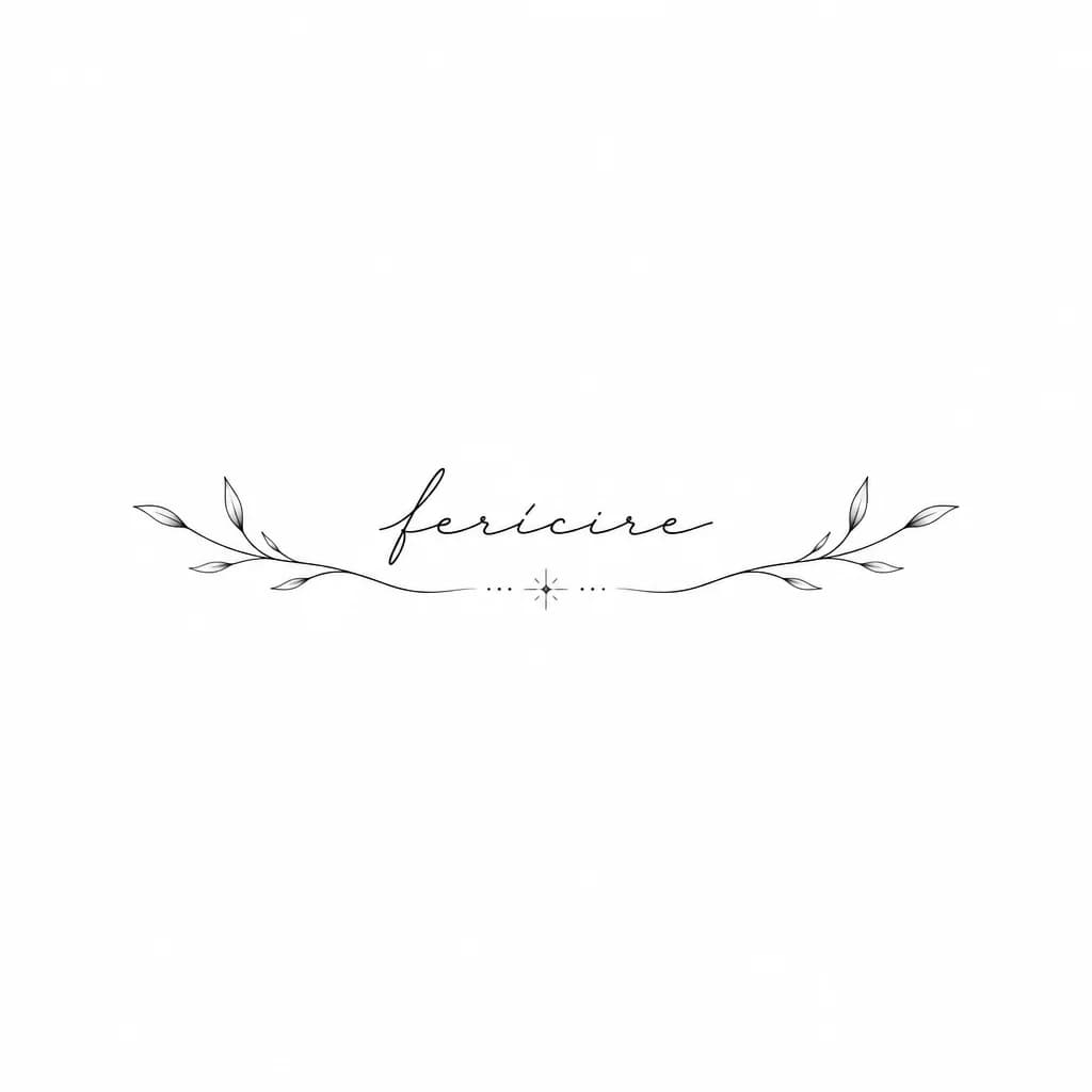 Тату эскиз: Слово « fericire» на ключице 