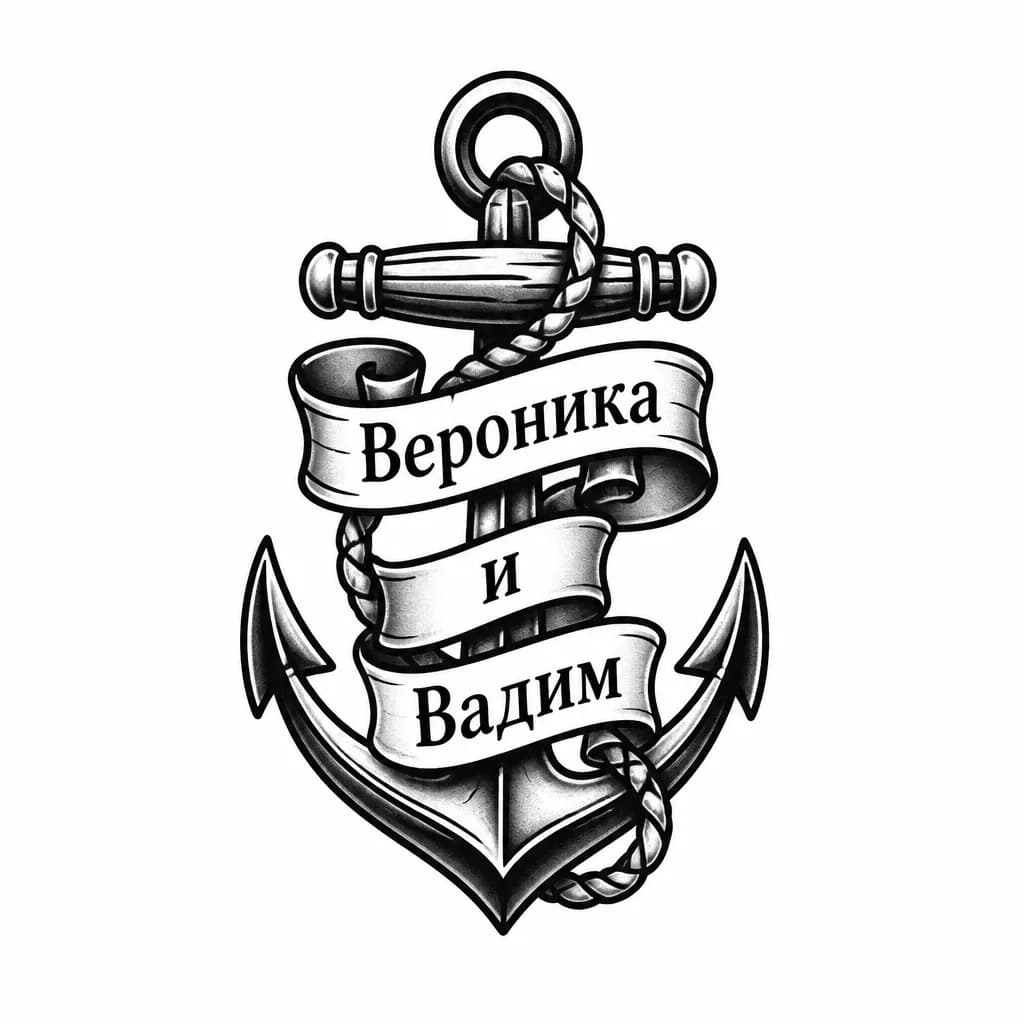 Тату с именами Вероника и Вадим 
