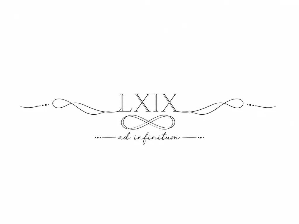 Тату эскиз: LXIX нужна просто эта надпись , без объемных рисунков
снизу добавить надпись ad infinitum
добавить Петля Мёбиуса