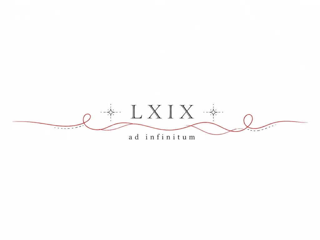 Тату эскиз: LXIX нужна просто эта надпись , без объемных рисунков
снизу добавить надпись ad infinitum
добавить красную нить судьбы