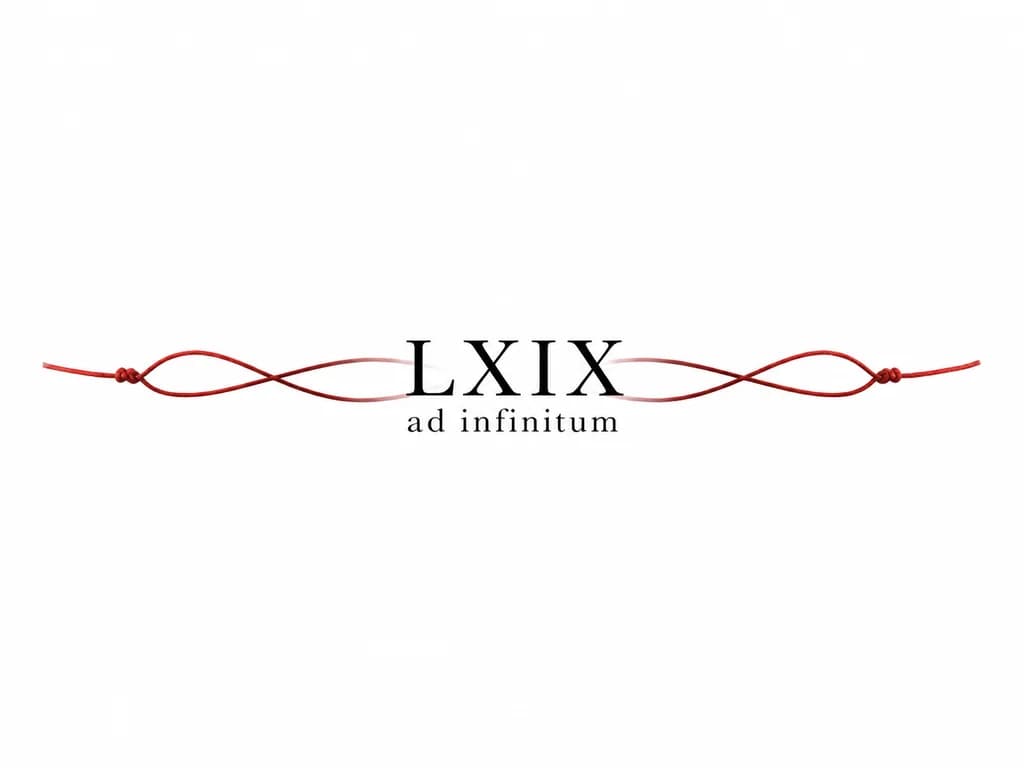 Тату эскиз: LXIX нужна просто эта надпись , без объемных рисунков
снизу добавить надпись ad infinitum
добавить красную нить судьбы