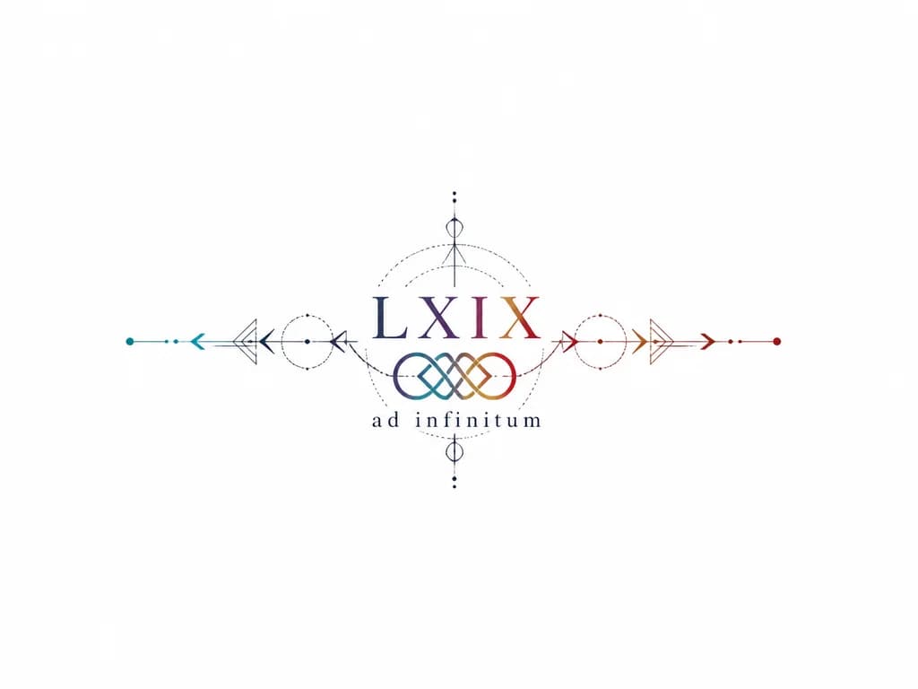 Тату эскиз: LXIX нужна просто эта надпись , без объемных рисунков
снизу добавить надпись ad infinitum
добавить узел Геракла