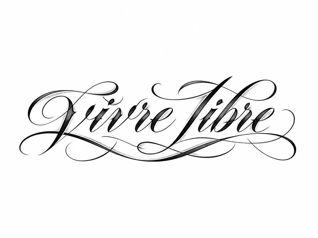 Тату эскиз: на тату должна быть надпись «vivre libre», она должна быть написана калиграфичным почерком 