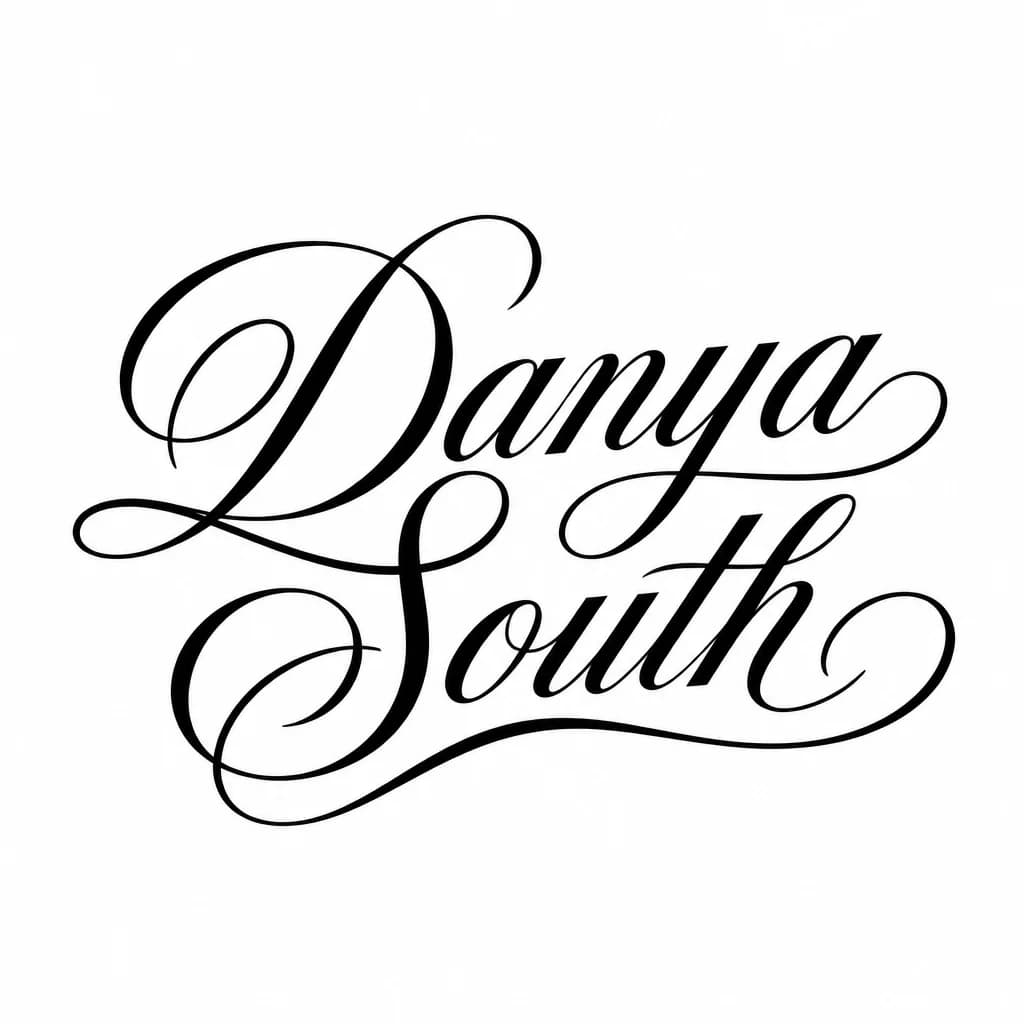Тату эскиз: Font: Danya South (elegant calligraphy)