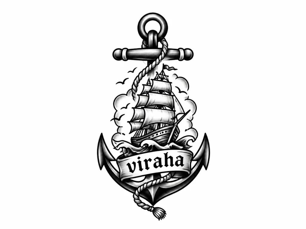 Тату эскиз: надпись viraha 