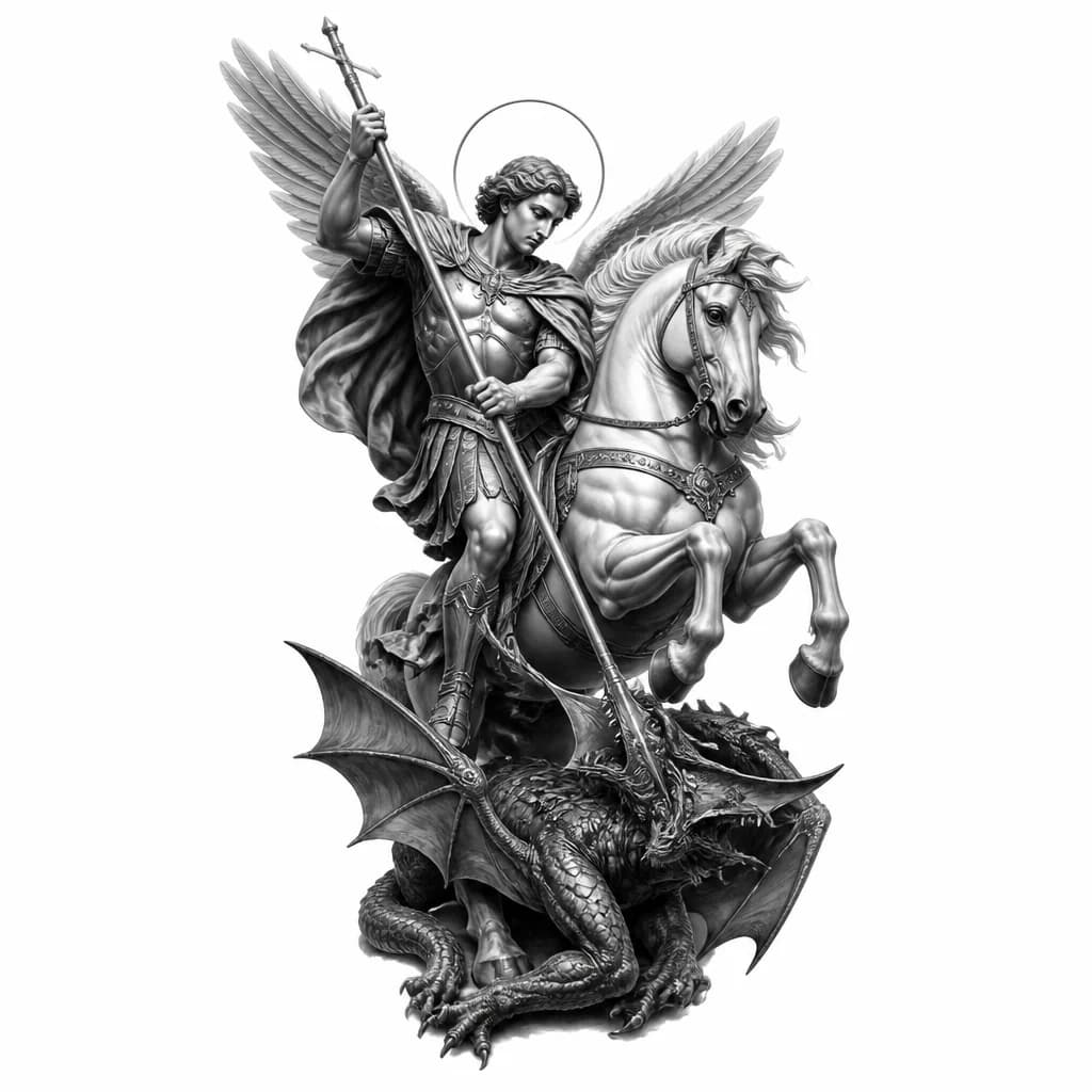 Тату эскиз: Михаил победоносец 