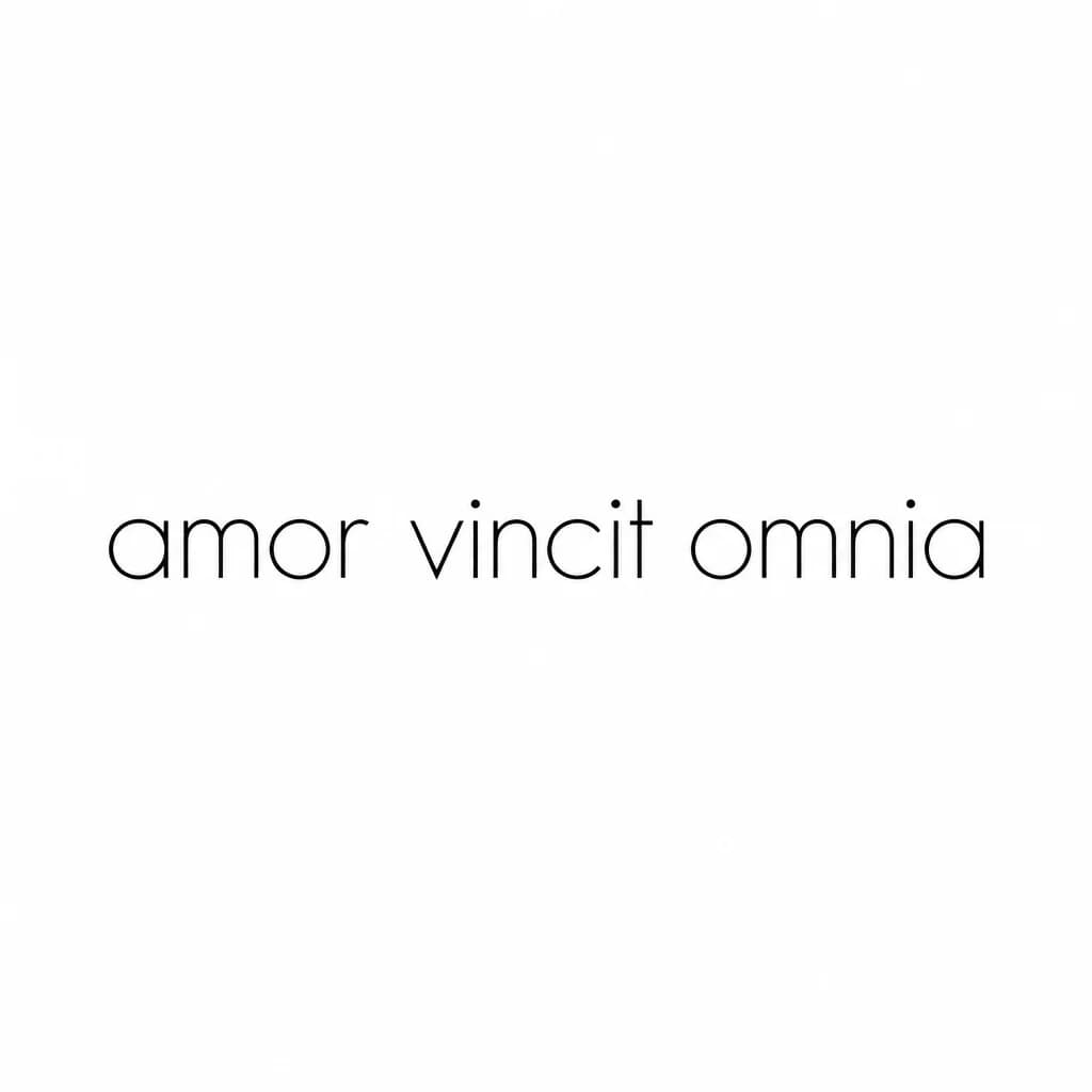 Тату эскиз: Font: amor vincit omnia (minimalist thin sans-serif)