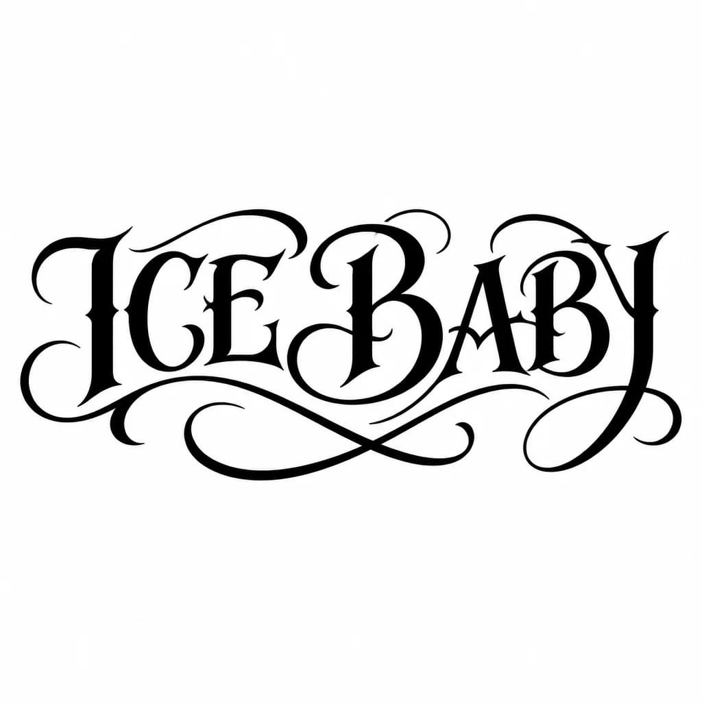 Тату эскиз: Font: ICE BABY  (elegant calligraphy)