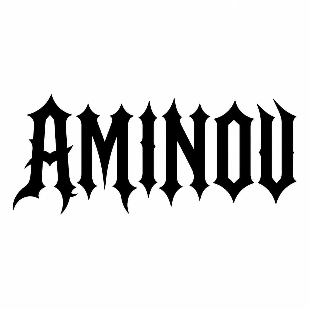 Тату эскиз: Font: AMINOV (gothic dark lettering)