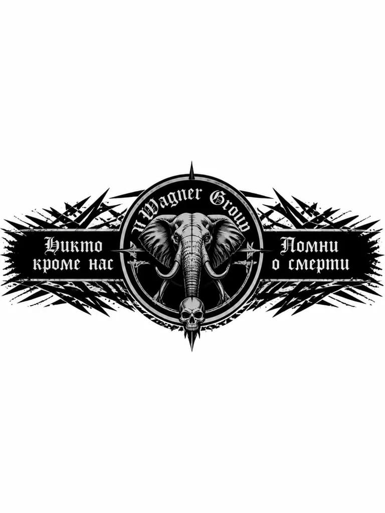 Тату эскиз: Символика Вагнера а именно Джамбо и с надписями Wagner Group , никто кроме нас или их там нет или помни о смерти красивыми буквами и это надо на предплечье с редактируй что-нибудь из этого на свой вкус не обязательно все слова использовать 
