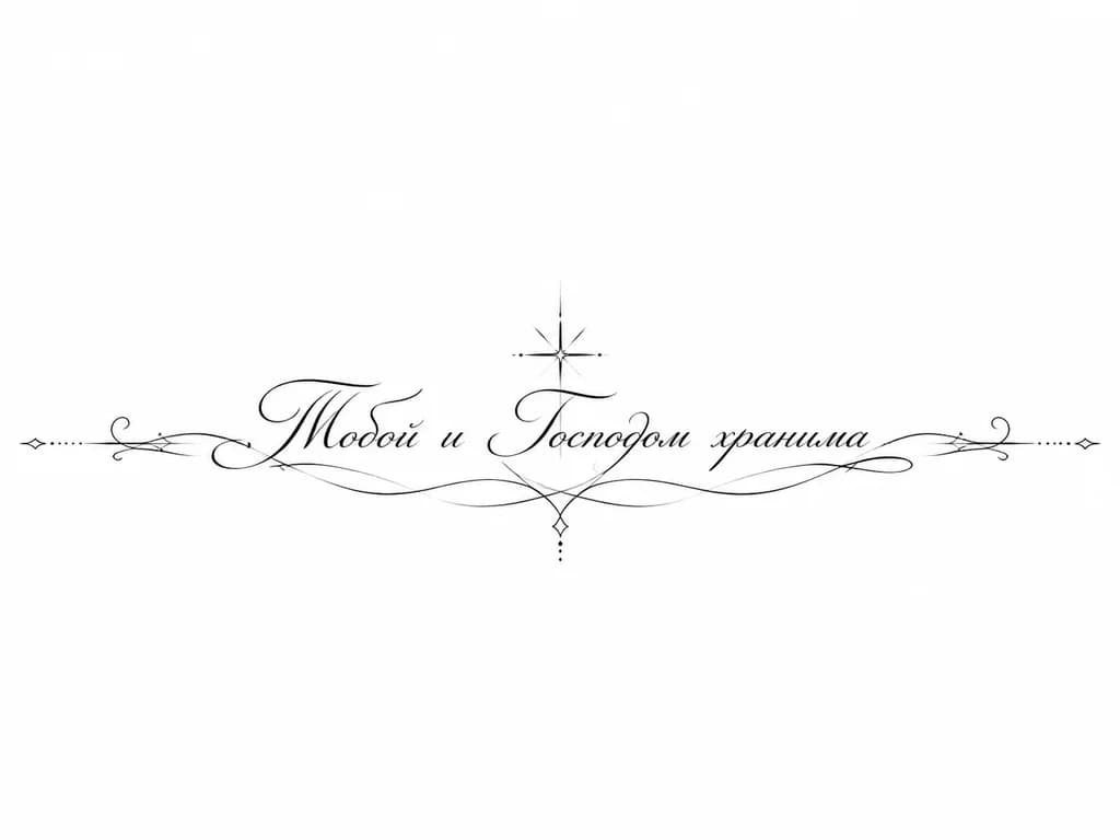 Тату эскиз: Font: Тобой и Господом хранима  (elegant calligraphy)