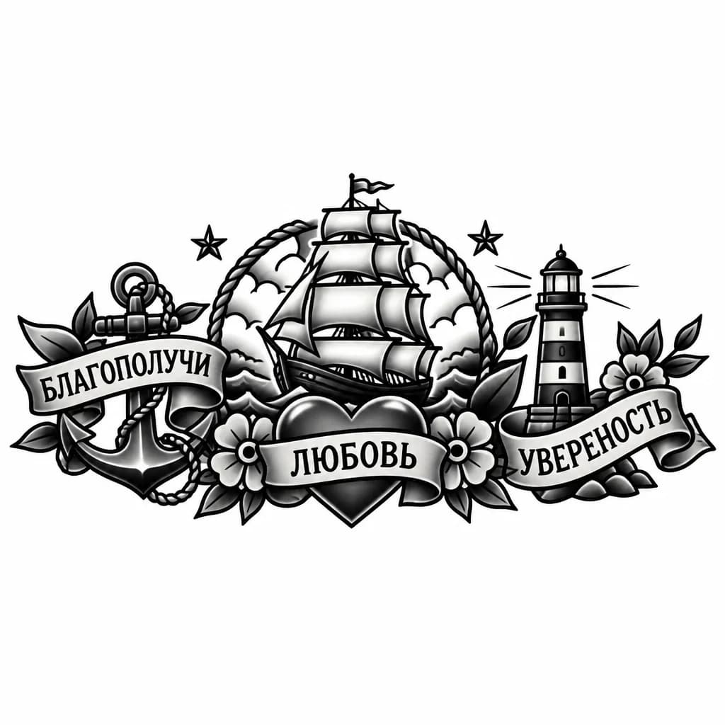 Тату эскиз: Благополучи любовь увереность