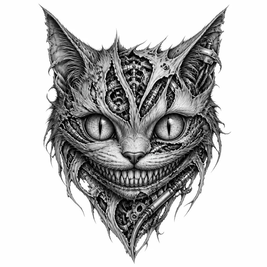 Тату эскиз: Чеширский кот