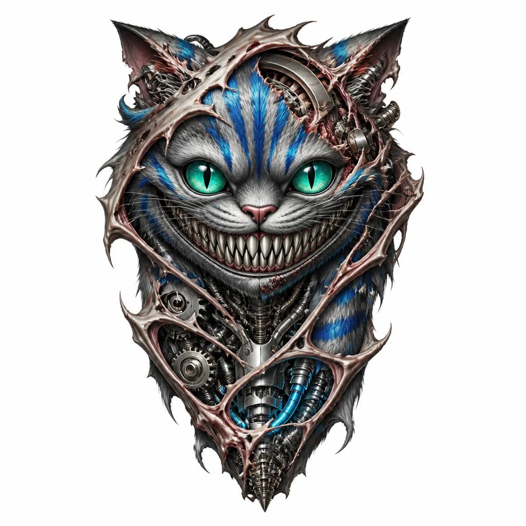 Тату эскиз: Чеширский кот