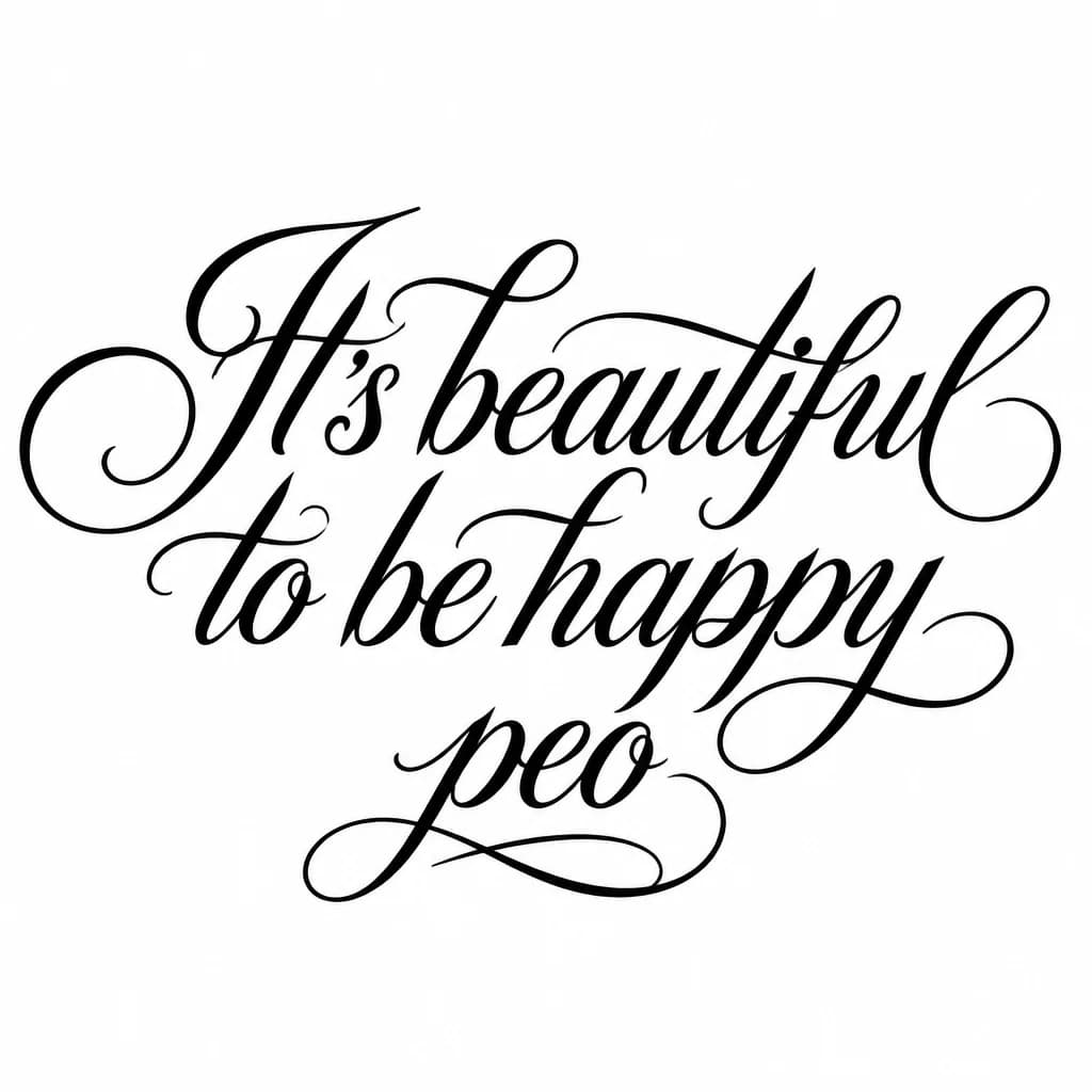 Тату эскиз: Font: It's beautiful to be happy peo (elegant calligraphy)