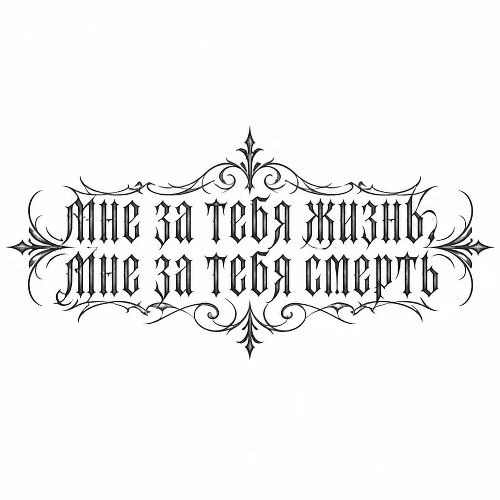 Тату эскиз: сделай татуировку в стиле певца честного 
шрифт монастырский 