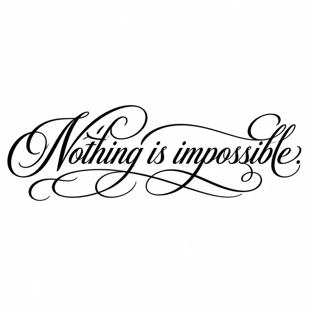 Тату эскиз: Font: Nothing is impossible. (elegant calligraphy)