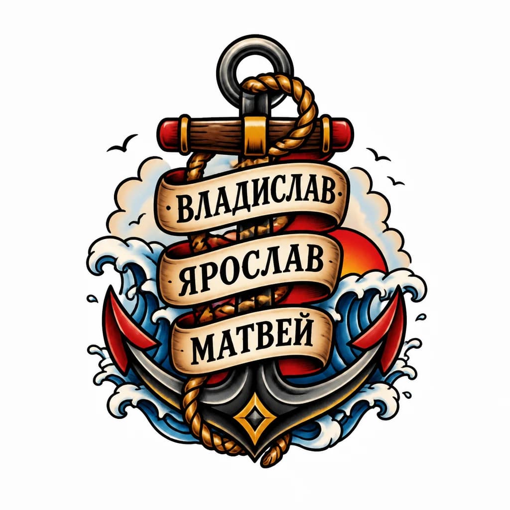Тату эскиз: Имена сыновей