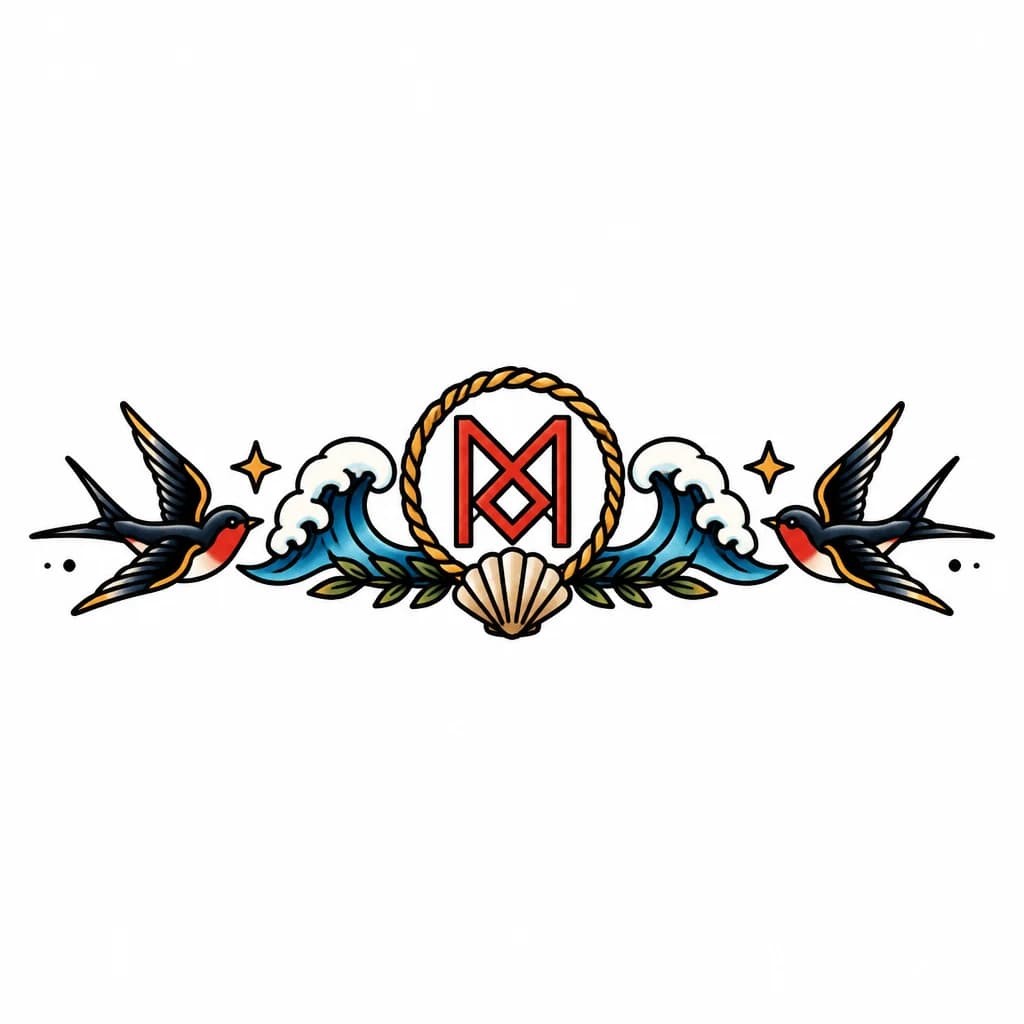 Тату эскиз: Женский славянский оберег руна макошь или лада
