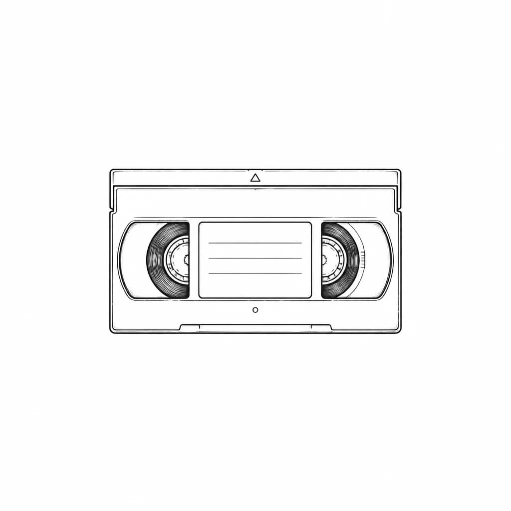 Тату эскиз: Create a tattoo sketch of a VHS cassette.