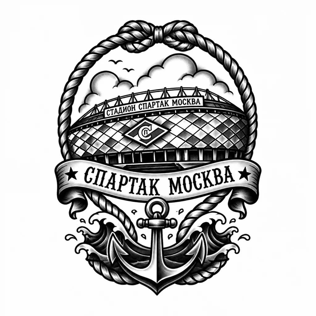 Тату эскиз: Стадион Спартак Москва
