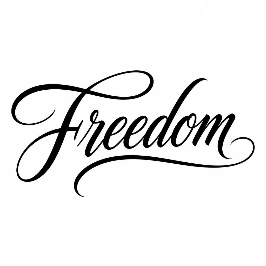 Тату эскиз: Font: Freedom (elegant calligraphy)