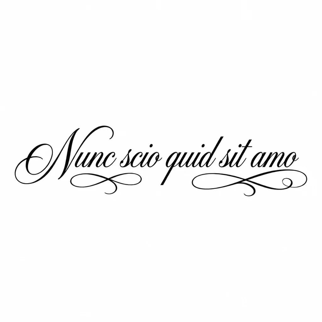 Тату эскиз: Font: Nunc scio quid sit amo (elegant calligraphy)
