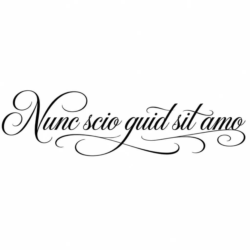 Тату эскиз: Font: Nunc scio quid sit amo (elegant cursive script)