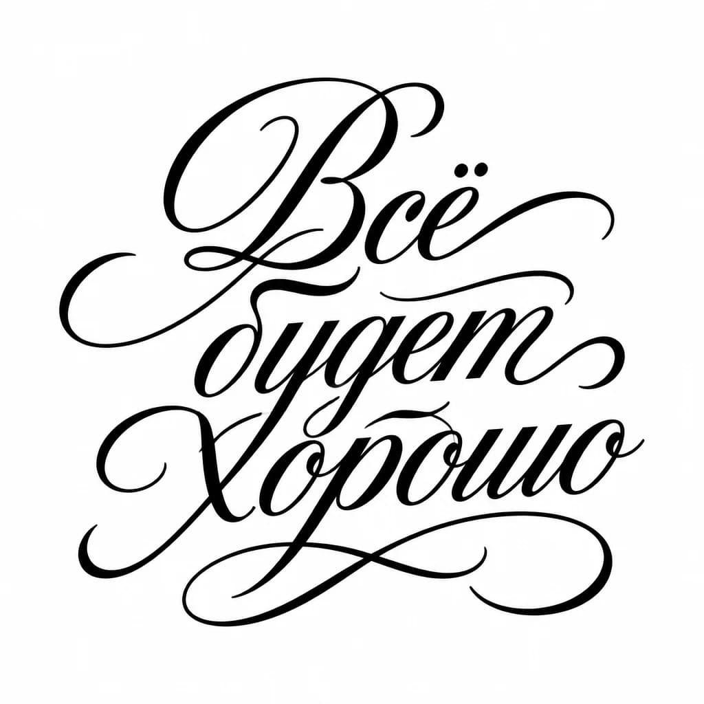 Тату эскиз: Font: Всё будет хорошо (elegant calligraphy)