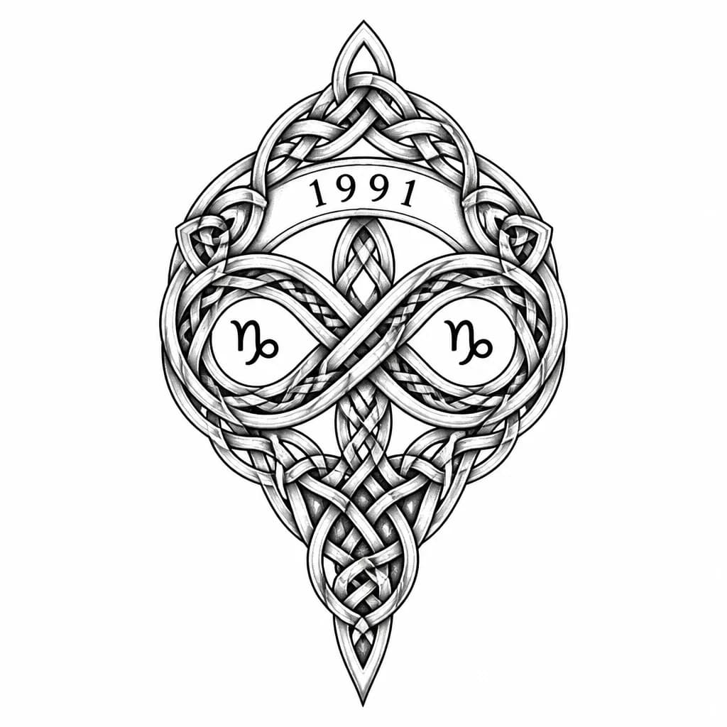 Тату эскиз: Год рождения и знак зодиака