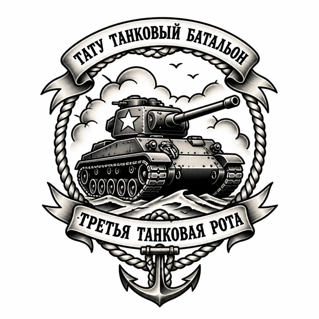 Тату эскиз: Тату танковый батальон третья  танковая рота 