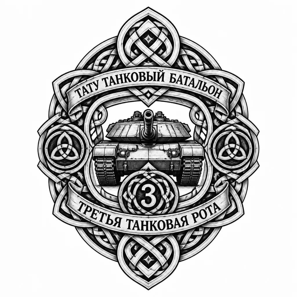 Тату эскиз: Тату танковый батальон третья  танковая рота 