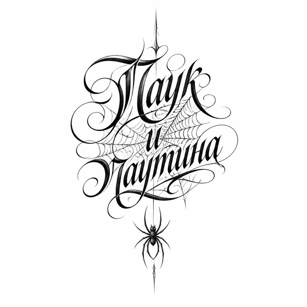 Тату эскиз: Паук и паутина