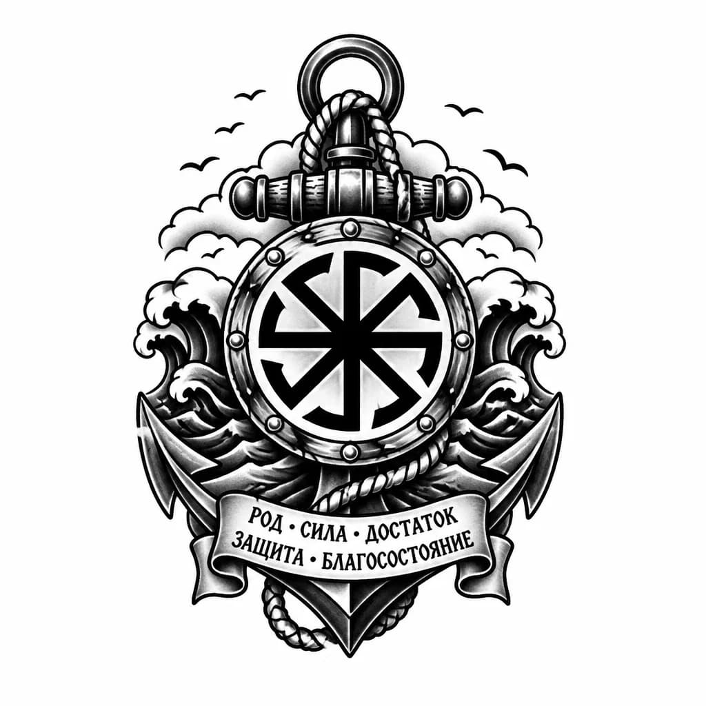 Тату эскиз: Славянская тату означабщая защиту рода, блогосостояние, мужскую силу, достакок