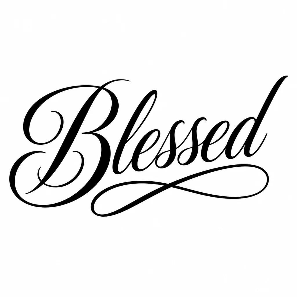 Тату эскиз: Font: Blessed (elegant calligraphy)