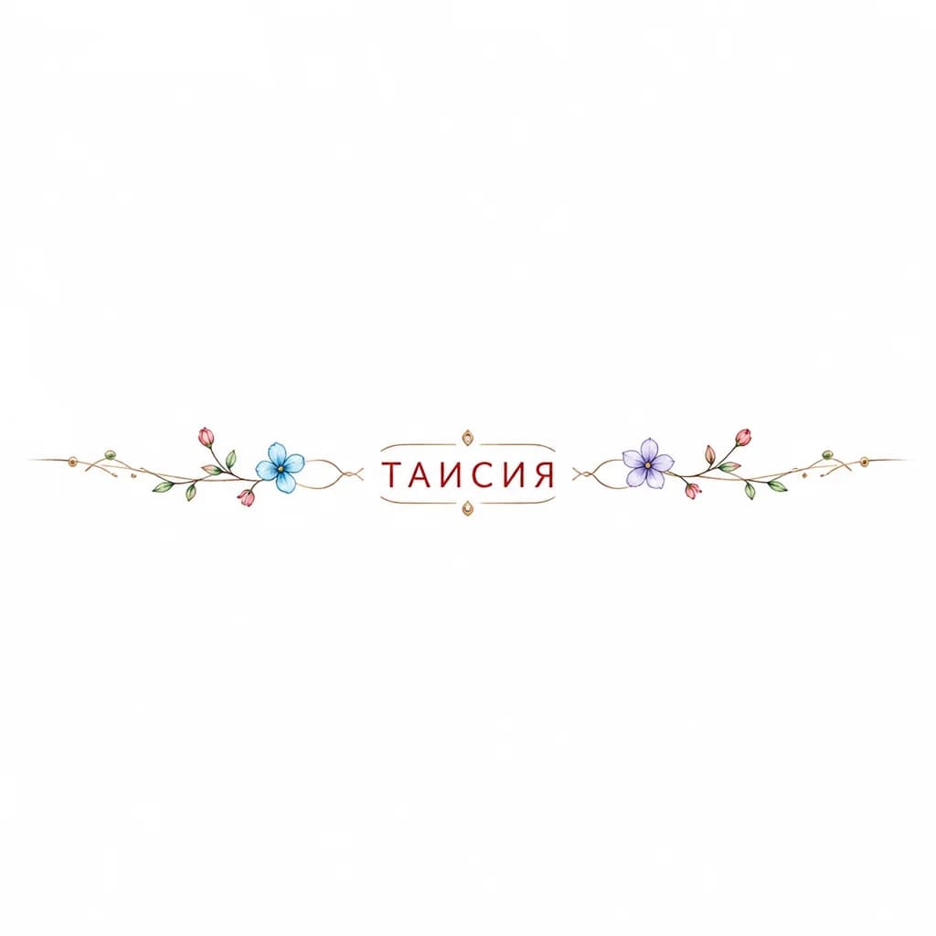 Тату эскиз: Красным цветом имя Таисия прописными буквами 