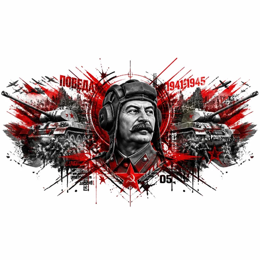 Тату эскиз: Сталин в танковом шлемофоне 